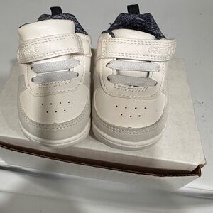 Carter's White Toddler Sneakers with Gray Accents - Velcro Strap